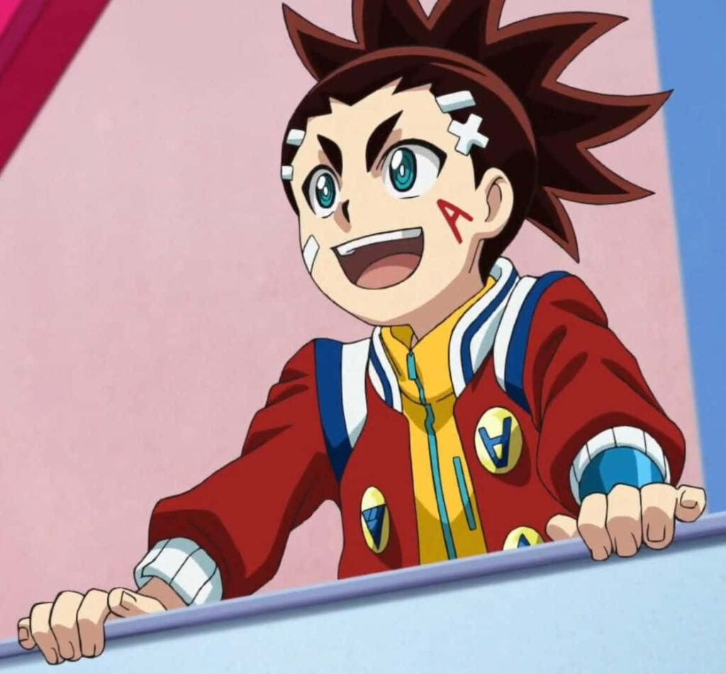 Aiga Akaba anime wallpaper showcasing his energetic cheer and bright smiling expression