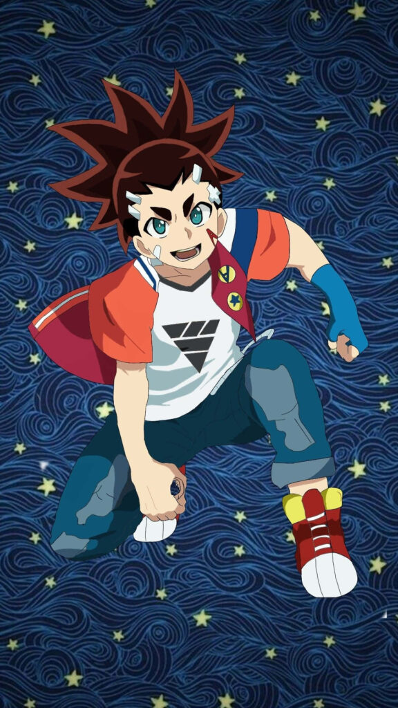 Aiga Akaba energetic pose swirling starry background vibrant dynamic animated wallpaper