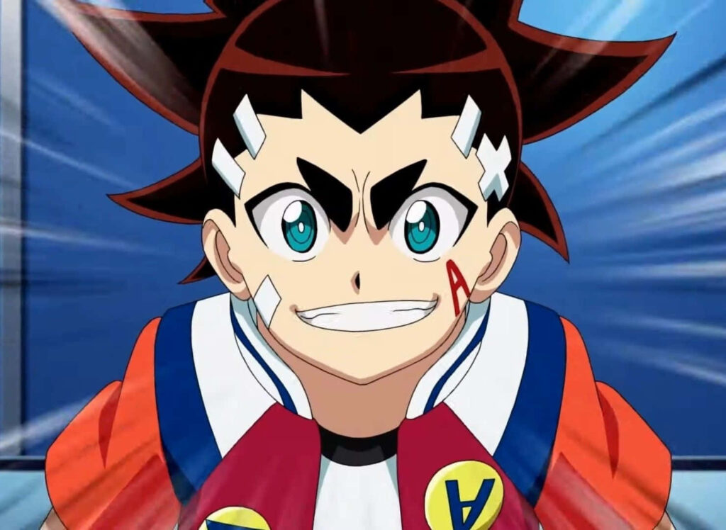 Aiga Akaba excited expression anime wallpaper capturing energetic determined personality background