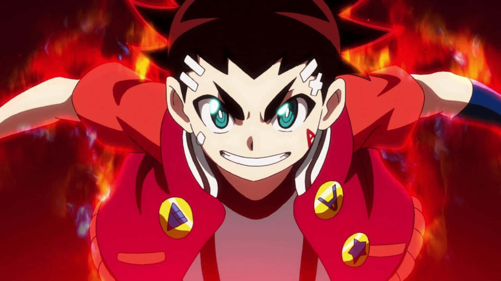 Aiga Akaba intense anime character with dynamic flames fiery energy wallpaper background