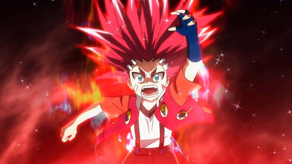 Aiga Akaba powered up with intense red fiery energy dynamic animated wallpaper background