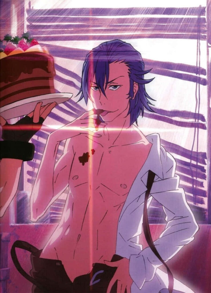 Aikuro Mikisugi unbuttoning shirt confident mysterious aura light blinds wallpaper background