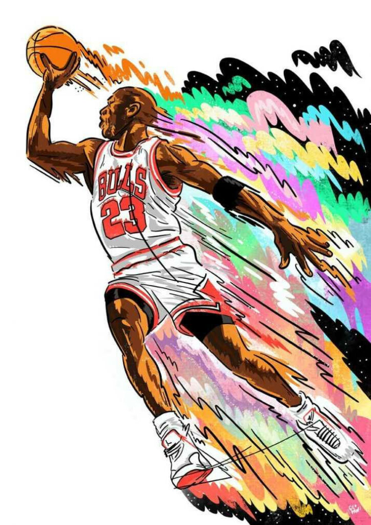 Rainbow Slam: Michael Jordan Soaring with Style! Wallpaper