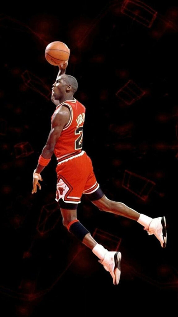 Michael Jordan Defying Gravity in Iconic Dunk Wallpaper in 1080p Full HD 1080x1920 Resolution