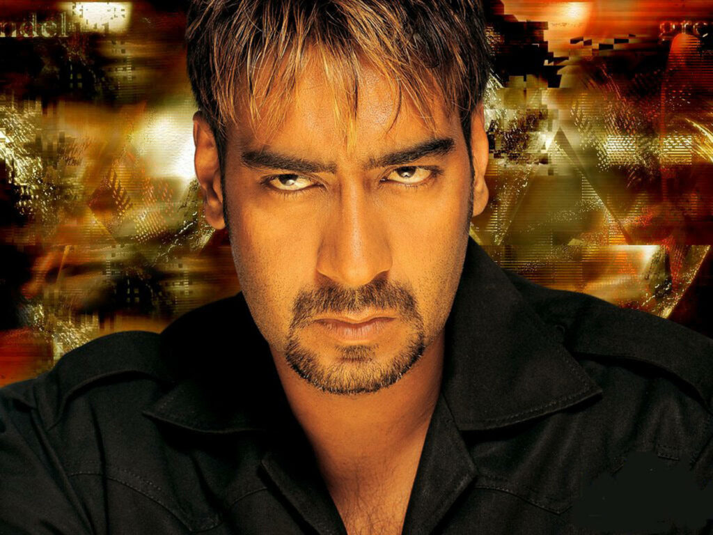 Ajay Devgn serious intense expression dynamic abstract background strong features wallpaper