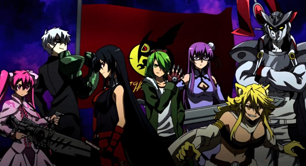 Akame ga Kill main Night Raid assassins standing bold before their flag epic battle wallpaper