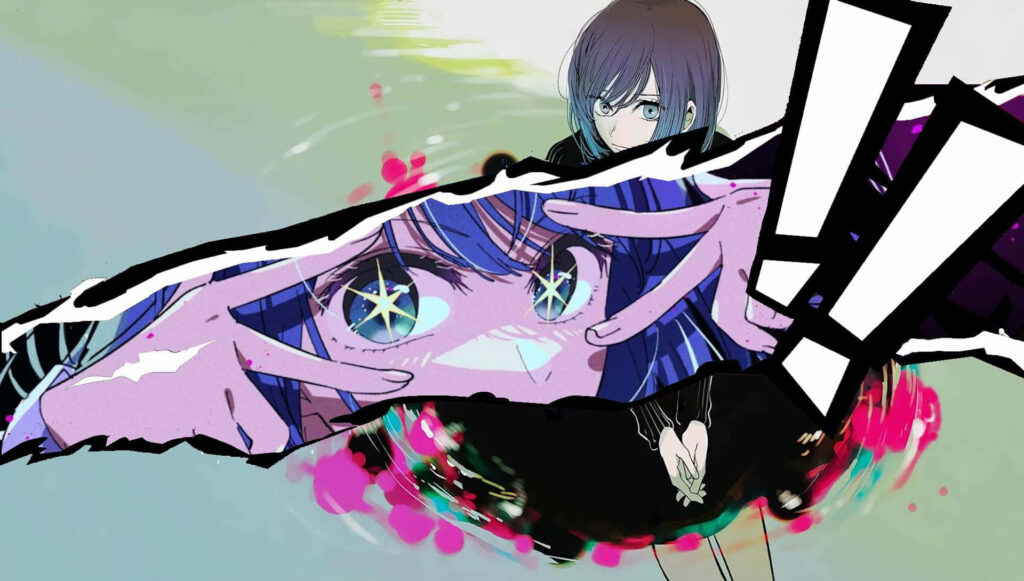 Akane Kurokawa intense gaze vibrant colors bold lines dynamic anime wallpaper background