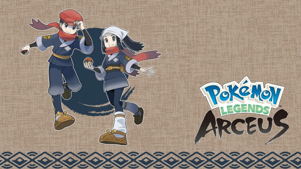 Akari and Rei from Pokémon Legends Arceus in Survey Corps uniforms with Poké Balls wallpaper