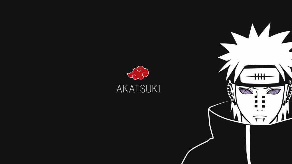 Minimalist Akatsuki Deva Path of Pain Naruto wallpaper with red cloud logo black and white background
