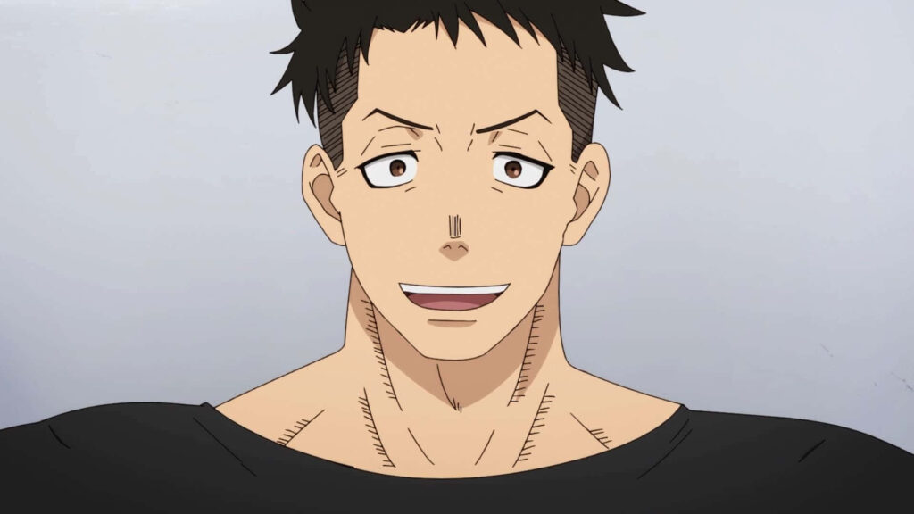 Akitaru Ōbi smiling warmly Fire Force anime wallpaper friendly approachable character