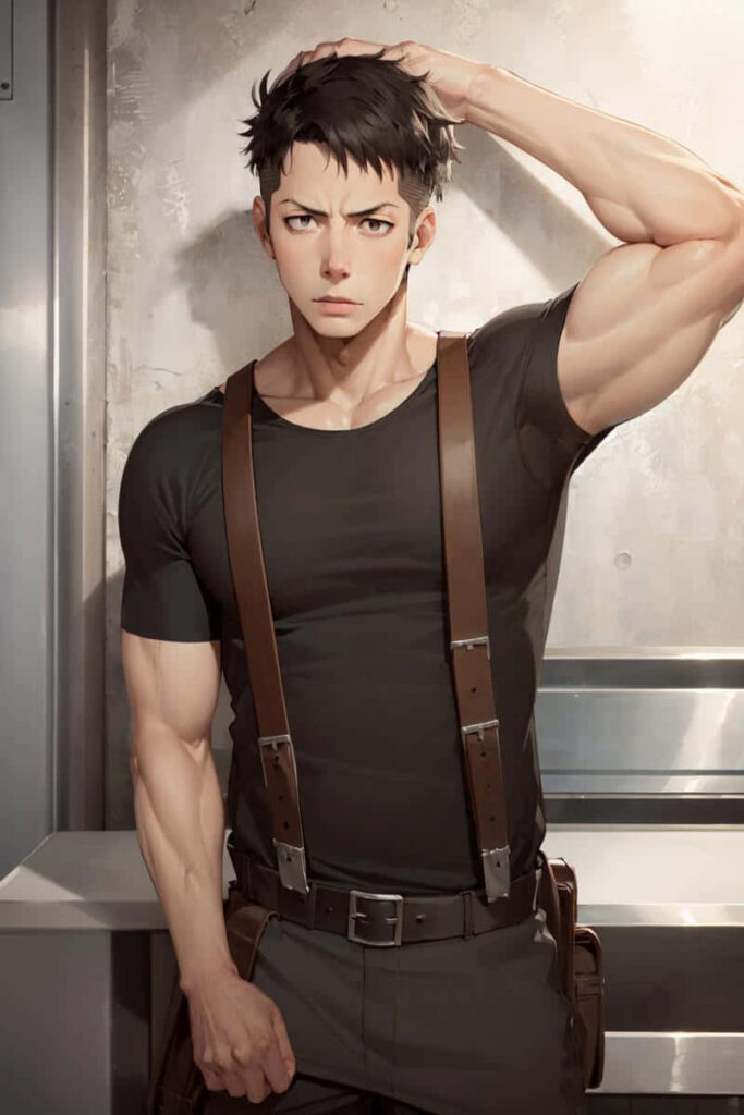 Akitaru Ōbi firefighter uniform confident pose animated wallpaper background determination