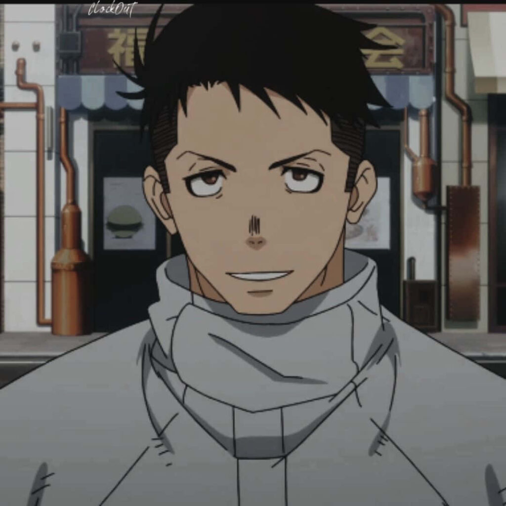 Akitaru Ōbi in firefighter uniform ready for action city background determined leader wallpaper