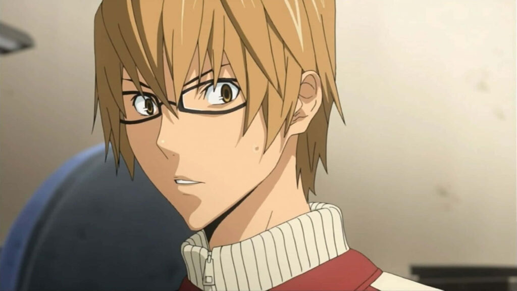 Akito Takagi anime wallpaper profile view serious expression glasses light brown hair