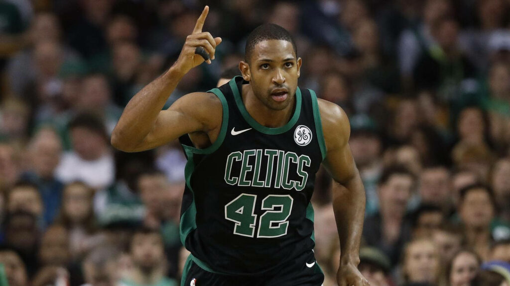 Al Horford intense Celtics game focus showing determination and strategic mindset wallpaper