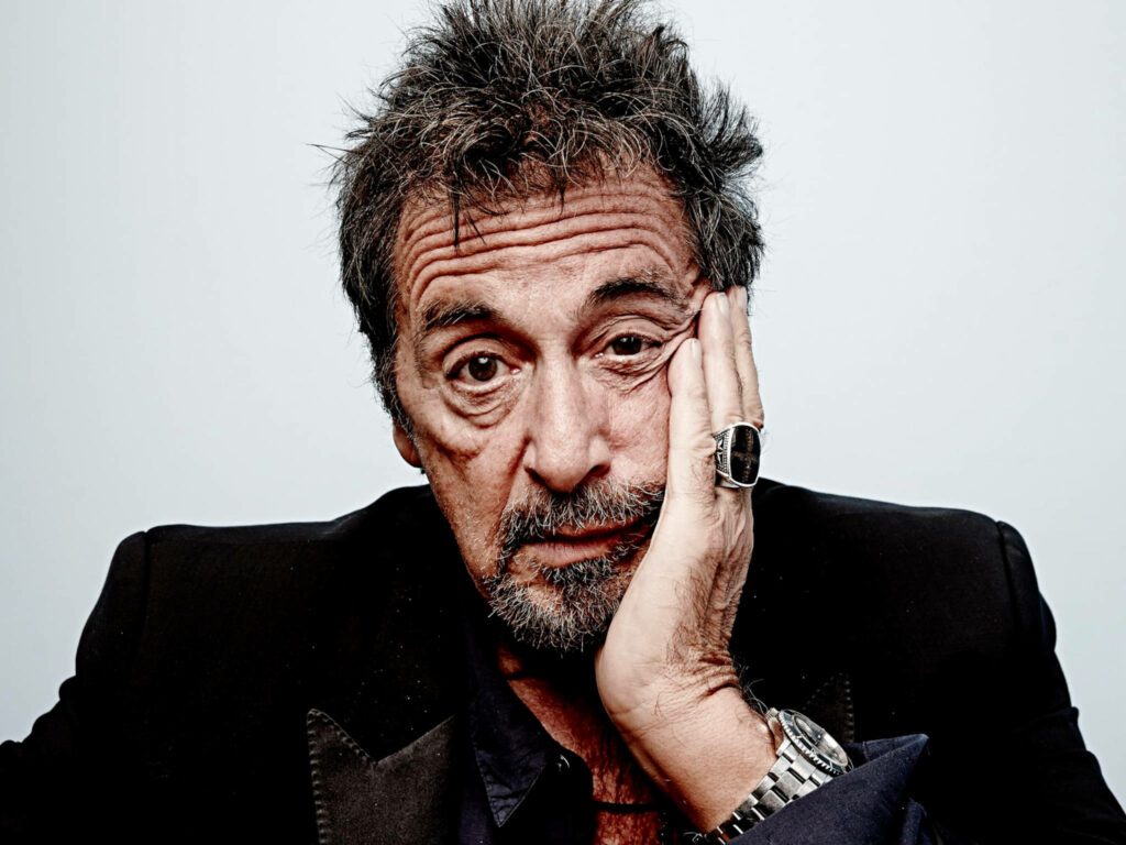 Al Pacino intense portrait wallpaper classic cinema icon legendary actor background image
