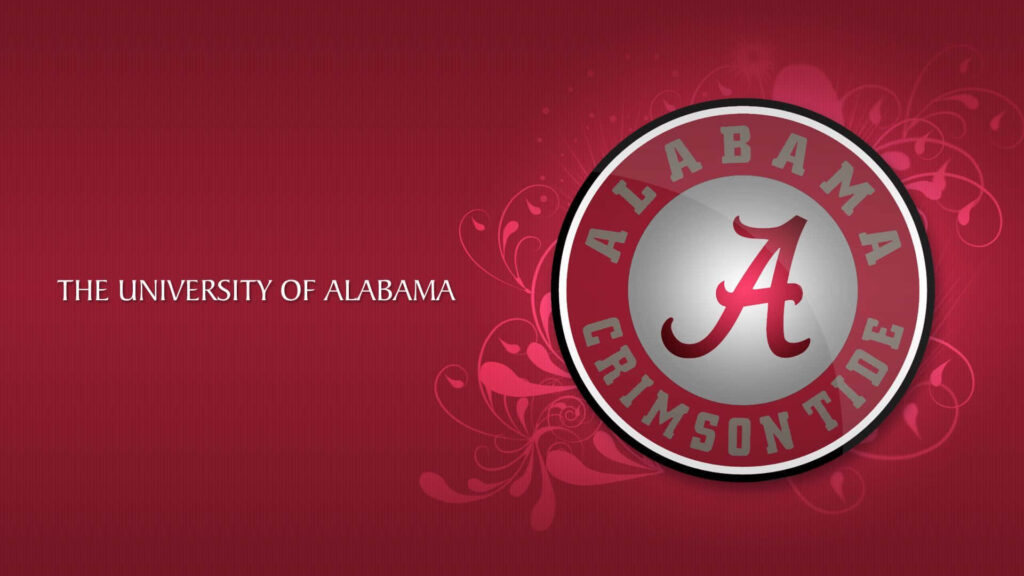 University of Alabama Crimson Tide football logo on red background wallpaper for fans