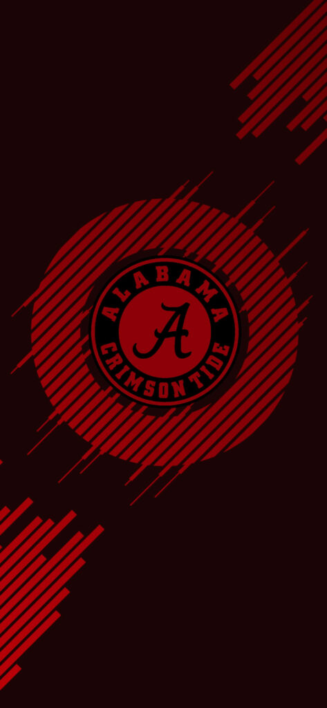 Alabama Crimson Tide logo wallpaper with bold red tones and dynamic diagonal line background