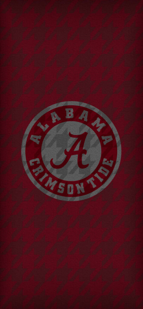 Alabama Crimson Tide logo centered on deep red background bold football fan wallpaper design