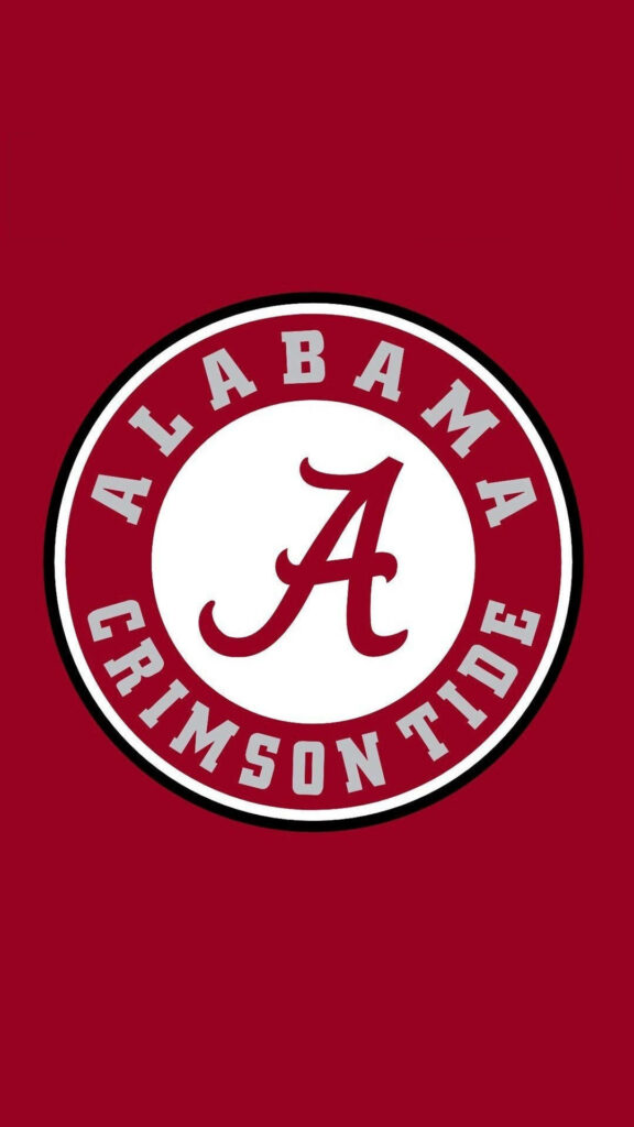 Alabama Crimson Tide round logo with iconic A on bold crimson wallpaper background