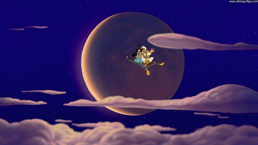 Aladdin & Jasmine Magic Carpet Ride Wallpaper - Enchanting Night Sky