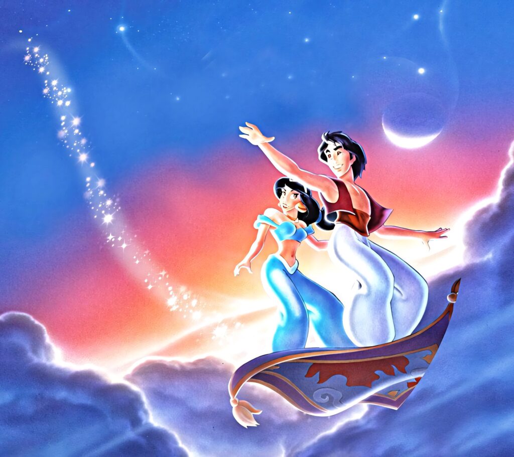 Aladdin & Jasmine Magic Carpet Wallpaper - Enchanting Evening Sky