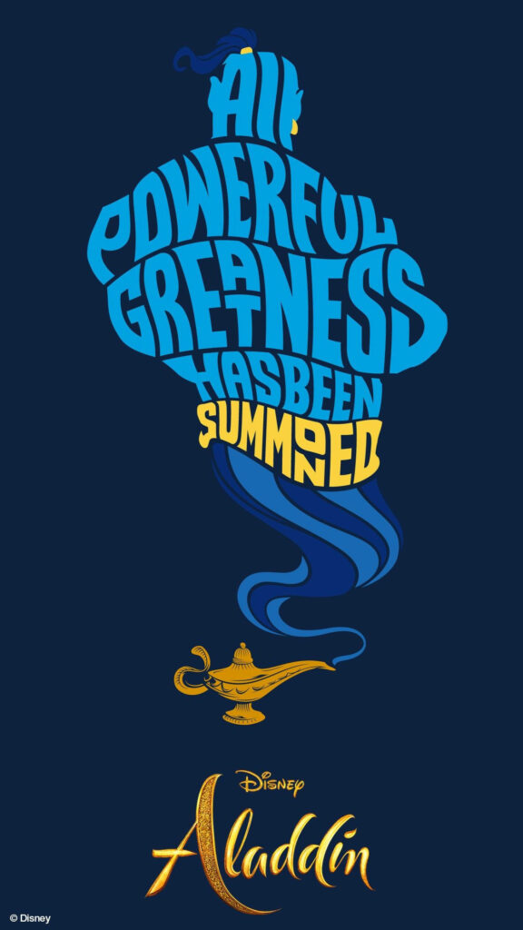 Disney Aladdin Typography Wallpaper: Genie Lamp Magic Background