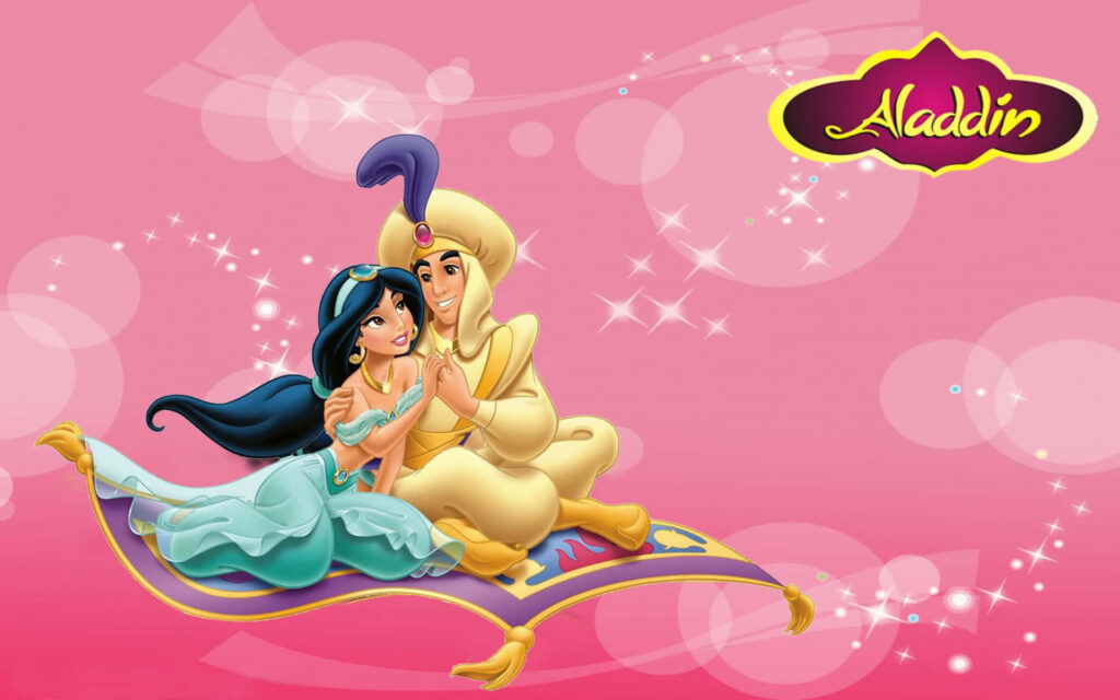 Magical Aladdin & Jasmine Wallpaper on Sparkling Pink Carpet