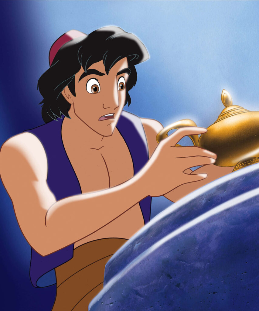 Curious Aladdin with Magical Lamp - Classic Tale Wallpaper Background