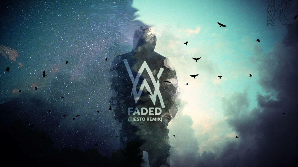 Faded Beauty: Alan Walker's Enchanting Back View Against Day and Night Sky Wallpaper