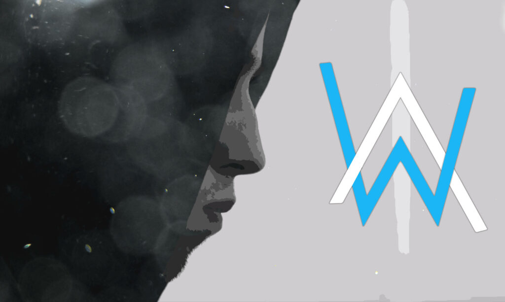Silhouette Symphony: Alan Walker's Iconic Side View Against a Clean White Background Wallpaper