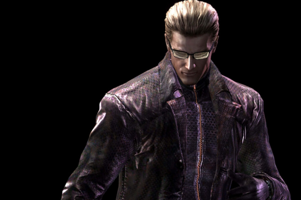 Albert Wesker from Resident Evil in black coat and sunglasses with intense determined pose Wallpaper