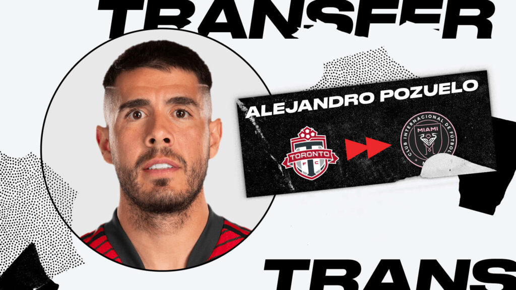 Alejandro Pozuelo transfer wallpaper featuring Toronto FC and Inter Miami logos with player portrait