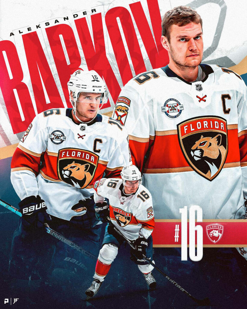 Aleksander Barkov Florida Panthers wallpaper action portrait number 16 team uniform background