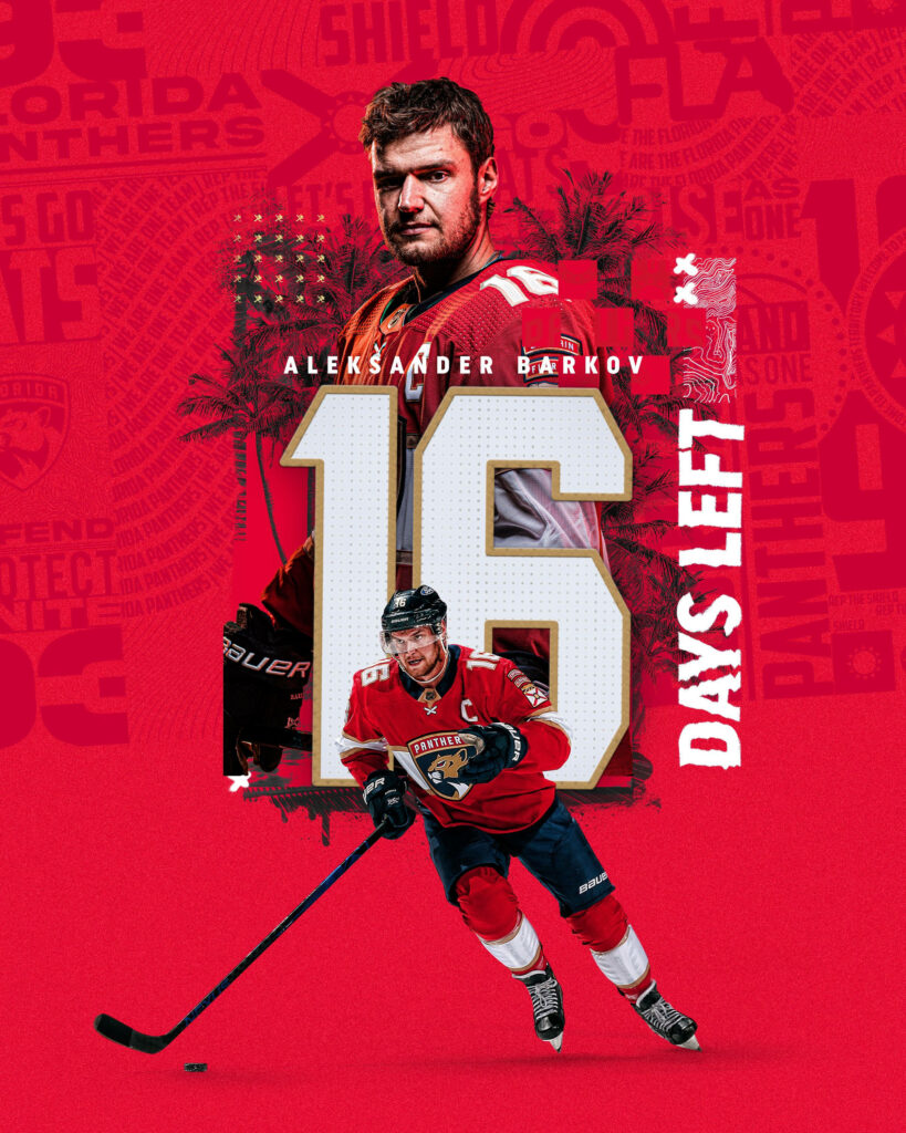 Aleksander Barkov Florida Panthers jersey number 16 dynamic red countdown wallpaper background