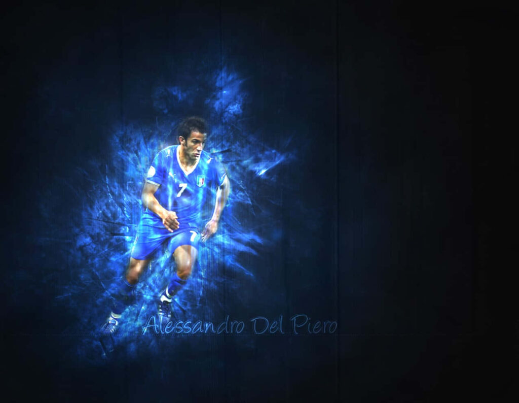 Alessandro Del Piero Vector Art Wallpaper in Intense Blue Glow