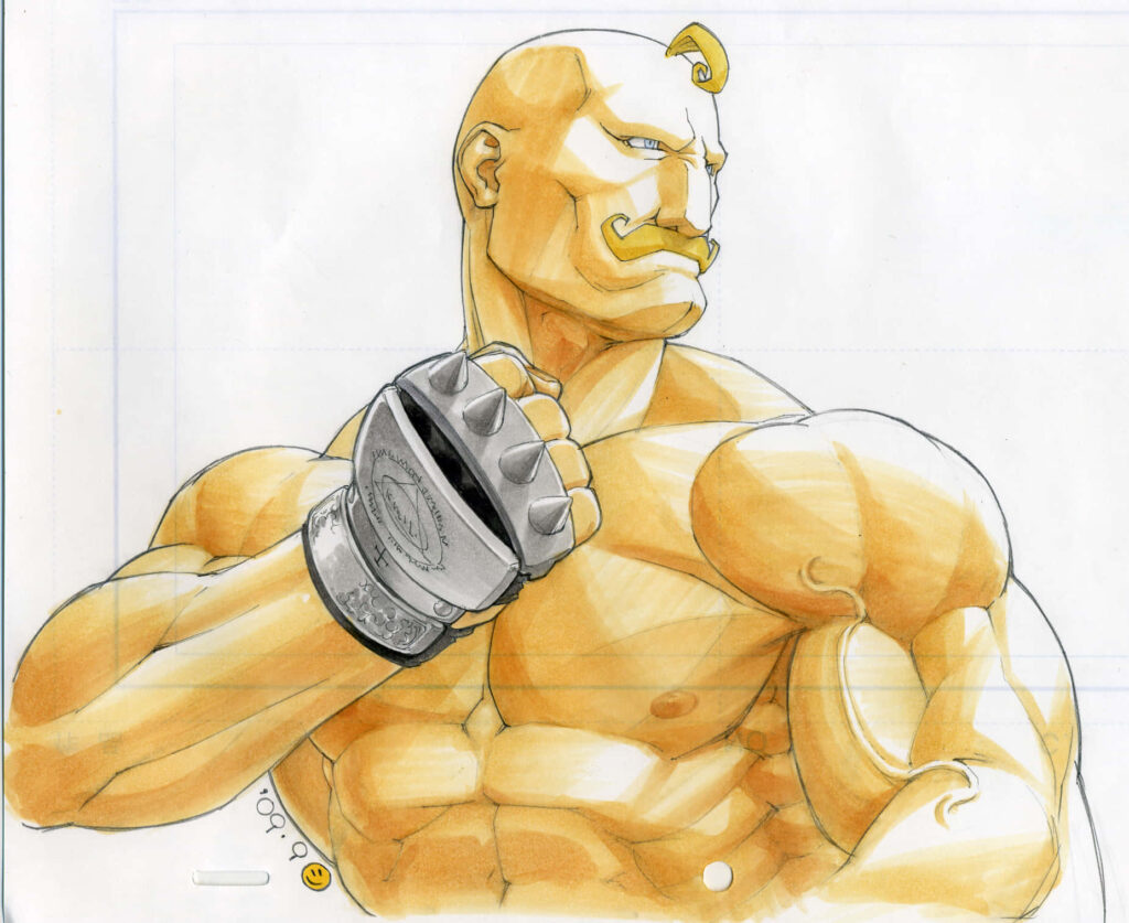 Alex Louis Armstrong strong arm alchemist muscular pose powerful presence wallpaper background