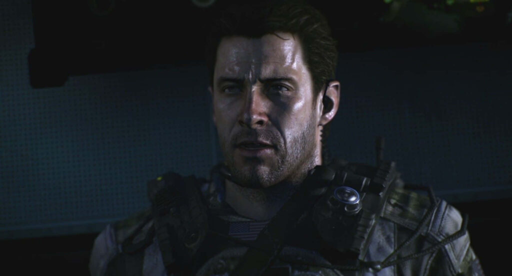 Alex Mason in tactical gear with determined expression professional action ready wallpaper background