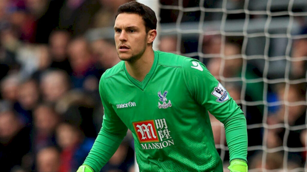 Alex McCarthy in green Crystal Palace goalkeeper kit focused ready to defend goal wallpaper