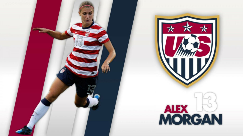 Alex Morgan US national team number 13 soccer player dynamic wallpaper with USA crest background