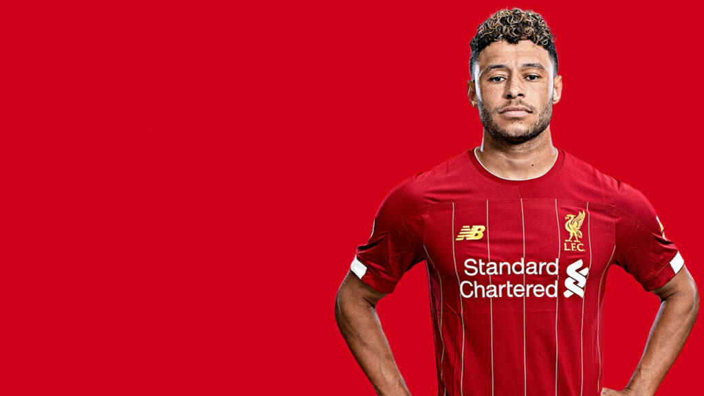 Alex Oxlade-Chamberlain in Liverpool FC kit vibrant red background desktop wallpaper football