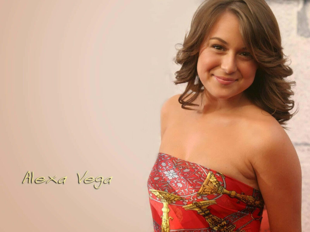 Alexa PenaVega smiling warmly in sunlit background ideal wallpaper for fans and decor
