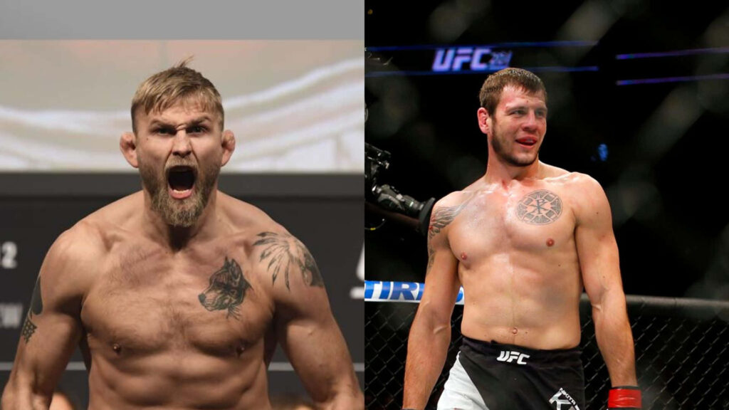 Alexander Gustafsson and Nikita Krylov intense UFC fighters wallpaper background showcasing determination