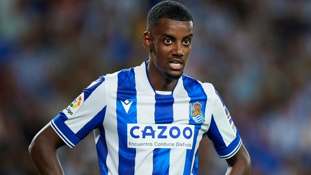 Alexander Isak focused during Real Sociedad match showing determination and athleticism wallpaper