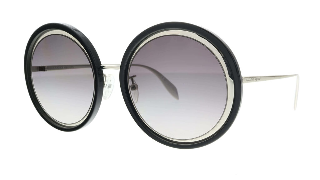 Alexander McQueen bold round frame sunglasses modern sophisticated fashion wallpaper background