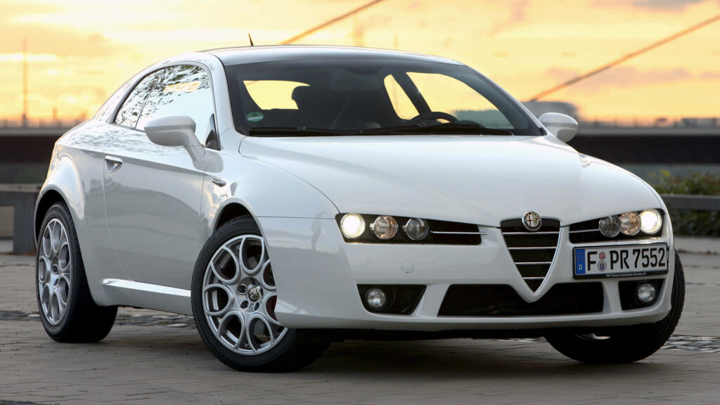 Alfa Romeo Brera sporty car with elegant curves in scenic outdoor setting wallpaper background