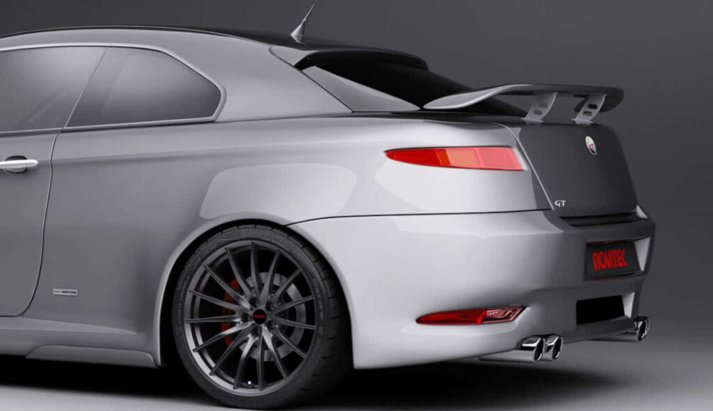 Alfa Romeo GT wallpaper showcasing sleek lines sporty rear spoiler and modern alloy wheels