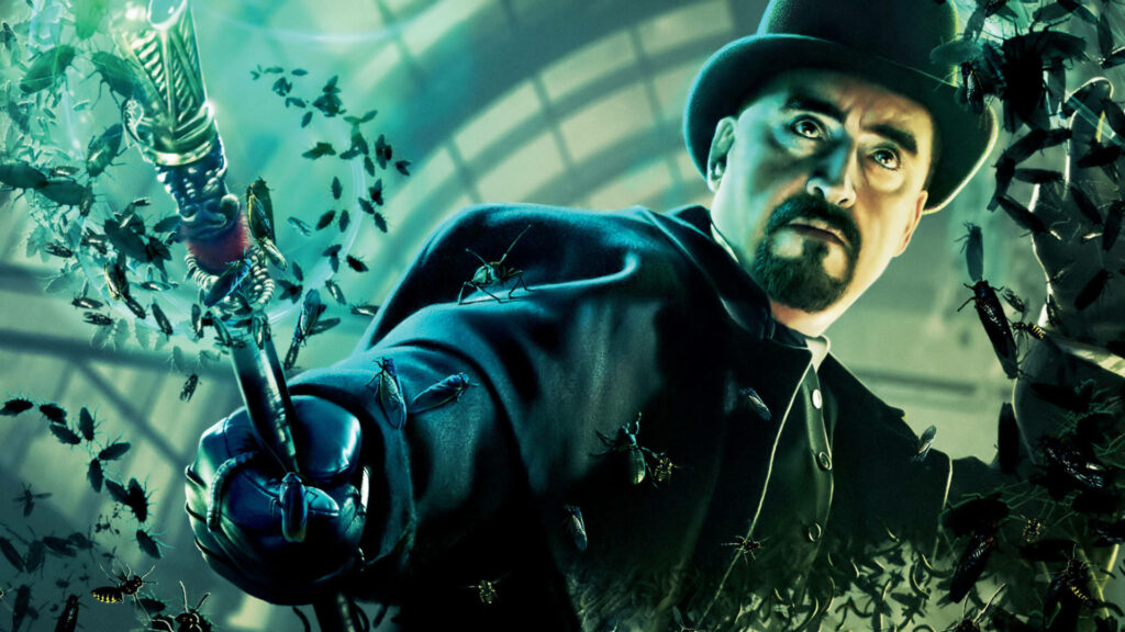 Alfred Molina as Maxim Horvath wielding magical staff with dark magic and insects wallpaper