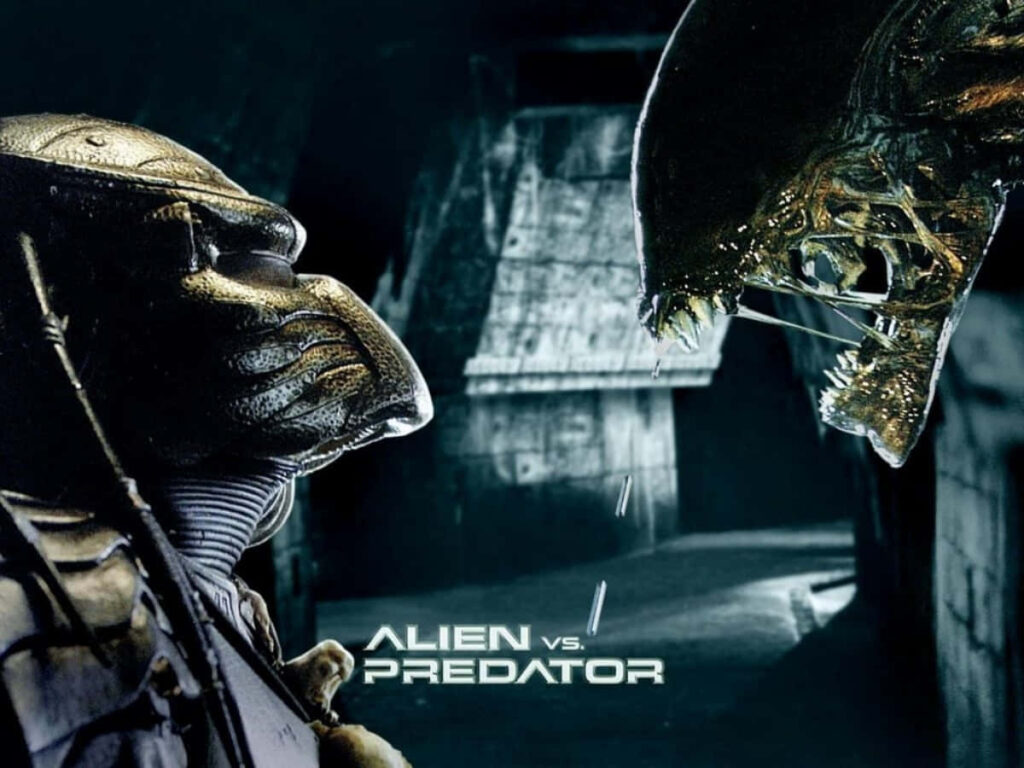 Predator versus Xenomorph intense faceoff dark Alien vs Predator wallpaper background