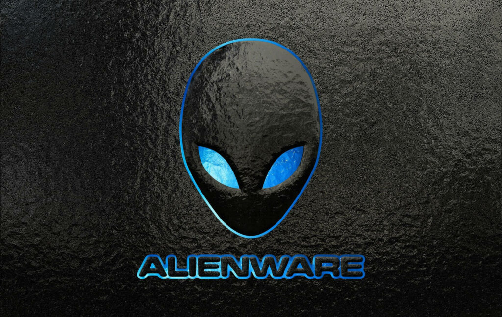 Alienware logo wallpaper metallic texture blue highlights futuristic gaming background HD