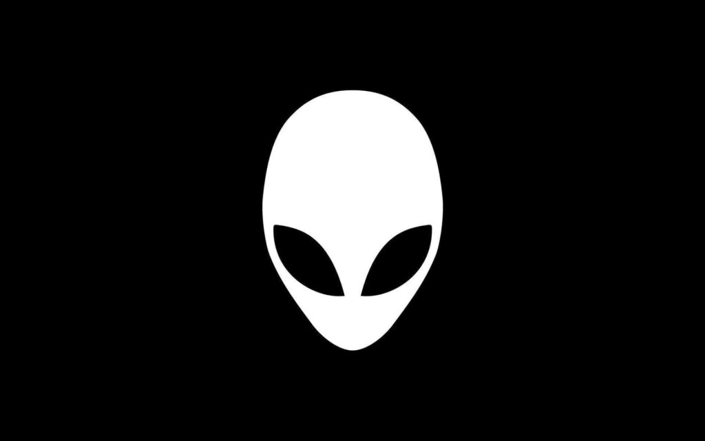 Alienware minimalist alien head logo on black background futuristic gaming tech wallpaper